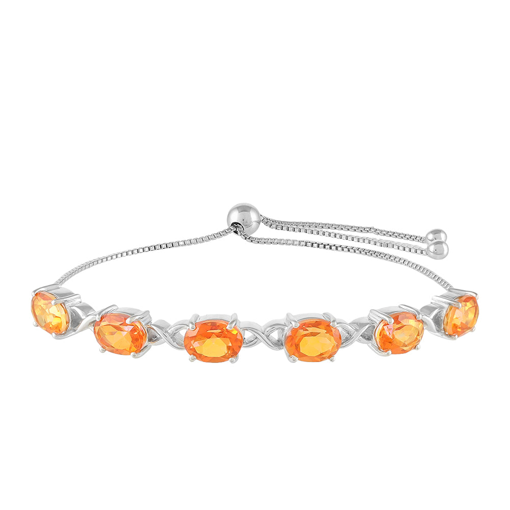 Pulsera de Plata con Cuarzo Padparadscha