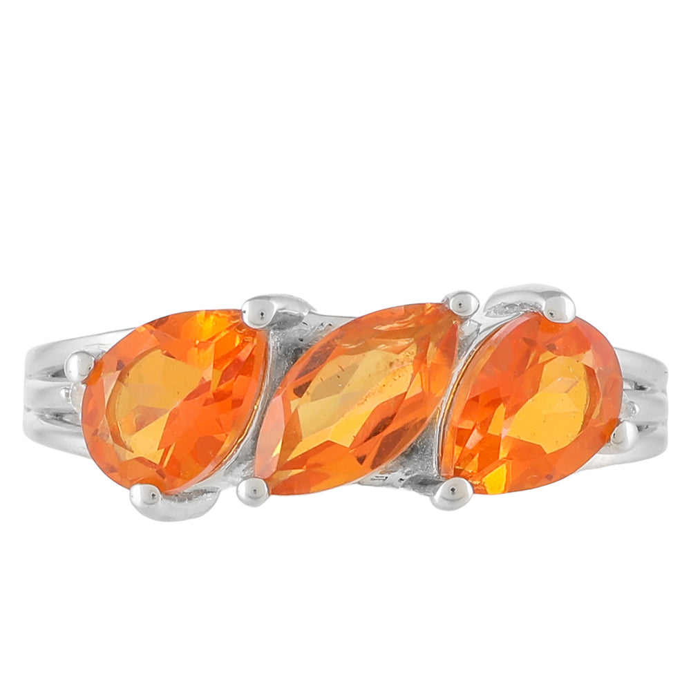 Anillo de Plata con Cuarzo Padparadscha y Topacio Blanco 1 