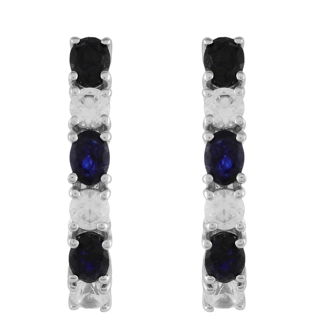 Pendientes de Plata con Zafiro Azul y Zircón natural