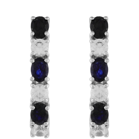 Pendientes de Plata con Zafiro Azul y Zircón natural