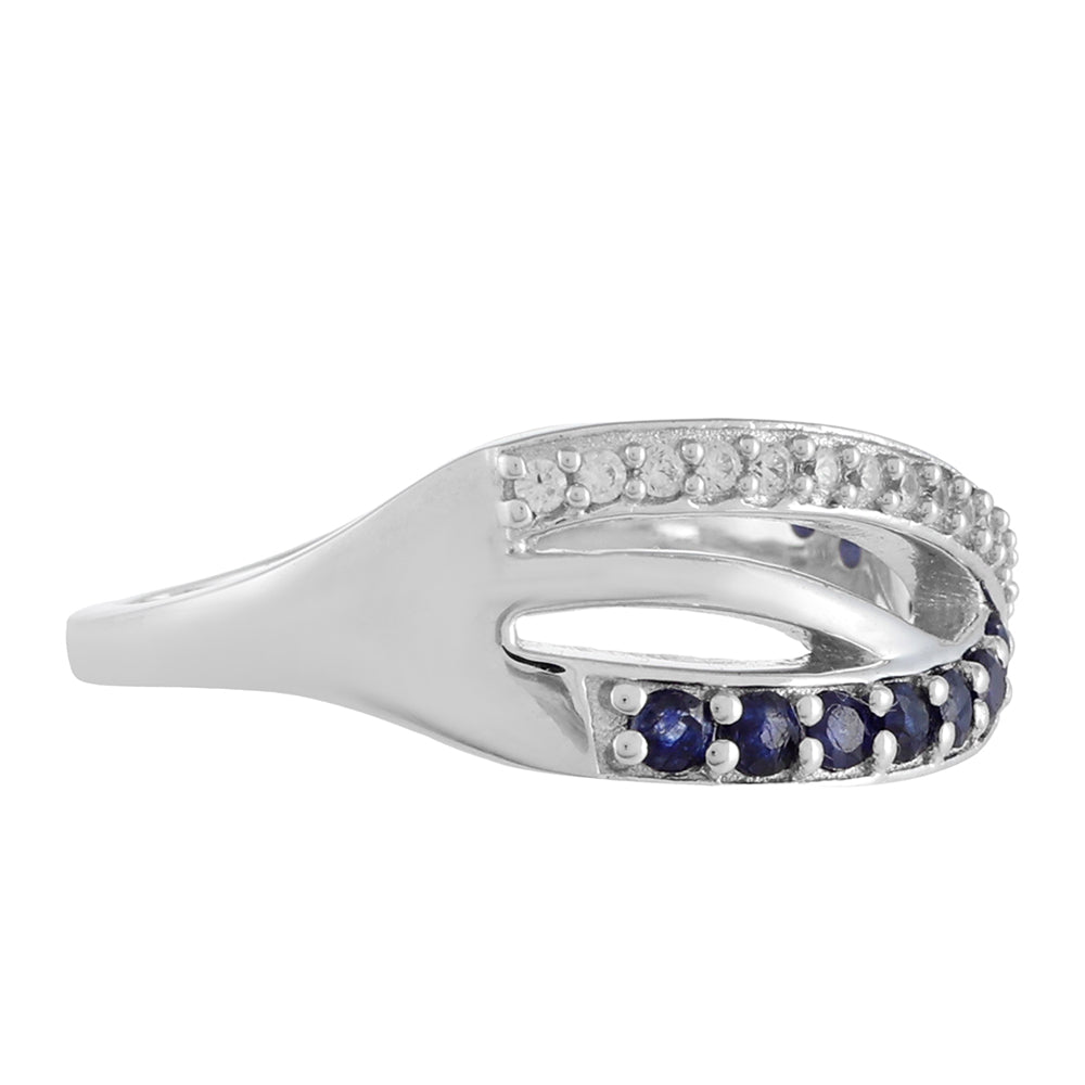 Anillo de Plata con Zafiro Azul y Zircón natural 2 