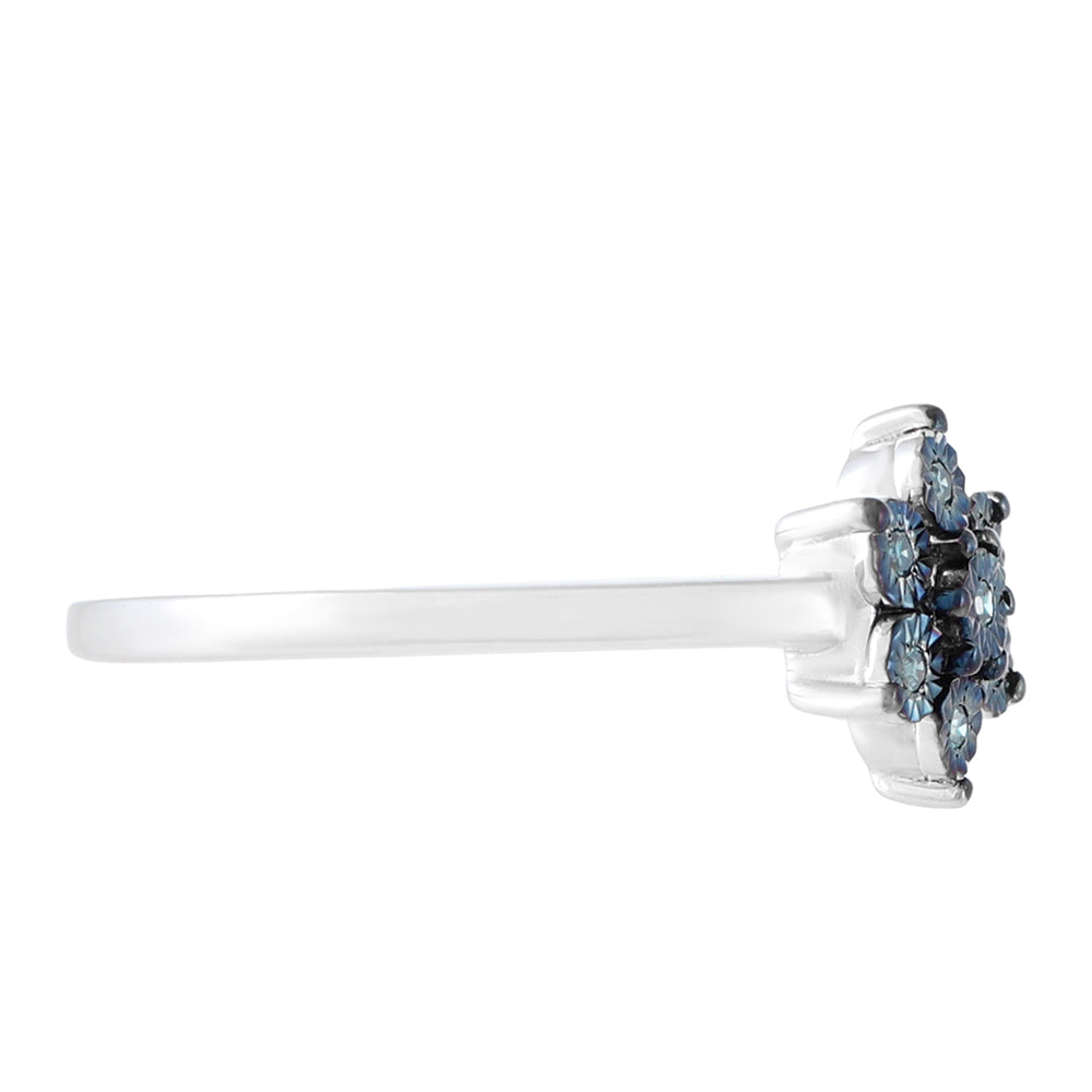 Anillo de Plata con Diamante Azul 4 