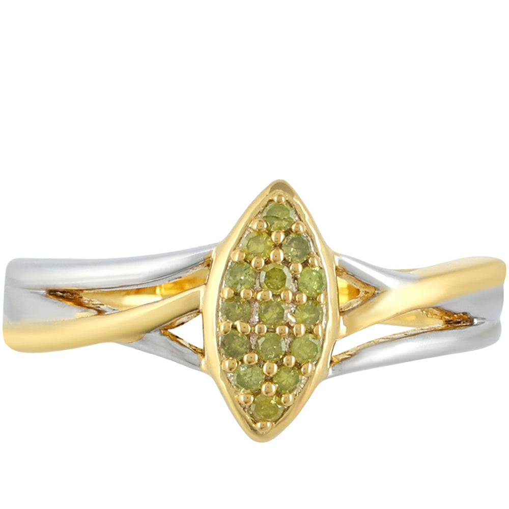 Anillo de Plata Bañada en Oro con Diamante Verde Veronés 1 