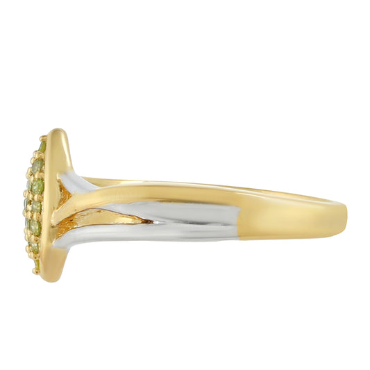 Anillo de Plata Bañada en Oro con Diamante Verde Veronés