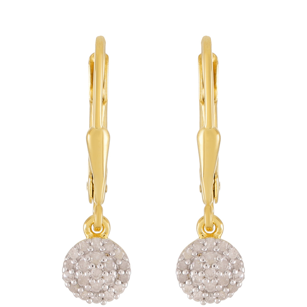 Pendientes de Plata Bañada en Oro con Diamante blanco 1 