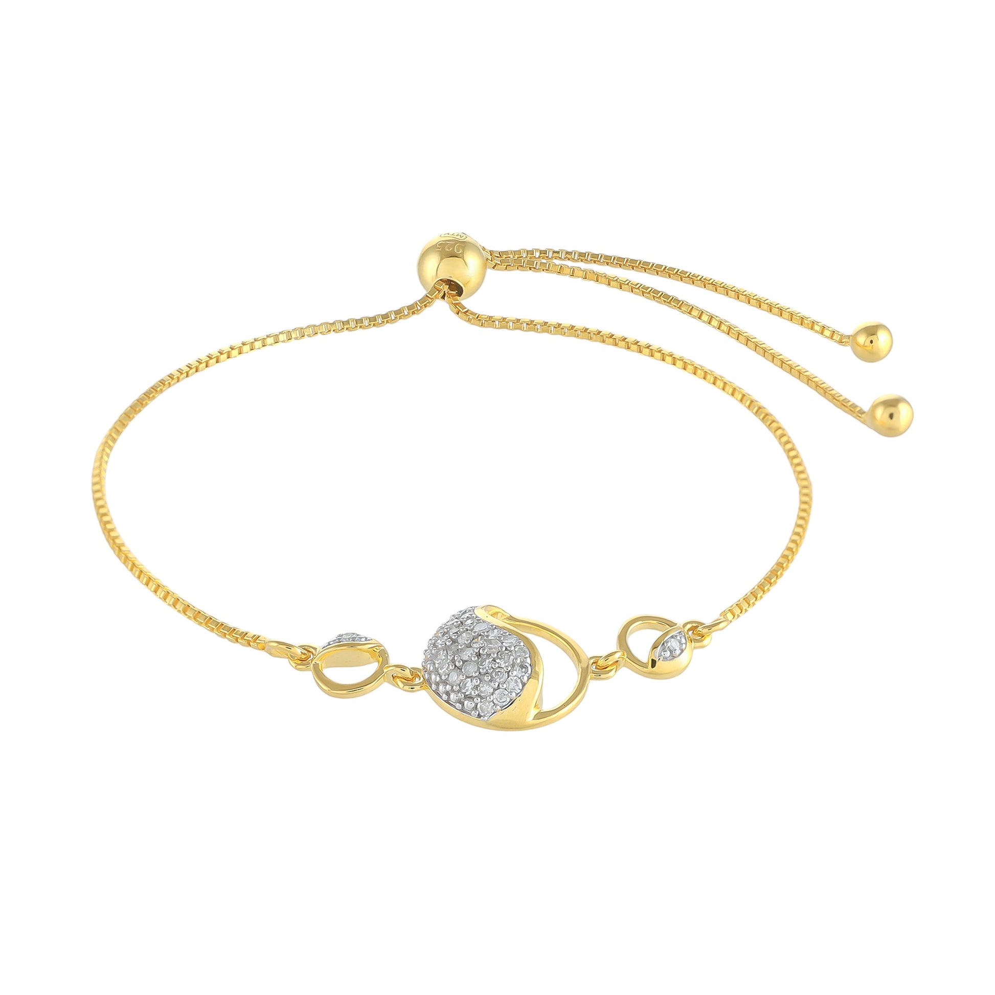 Pulsera de Plata Bañada en Oro con Diamante blanco 1 