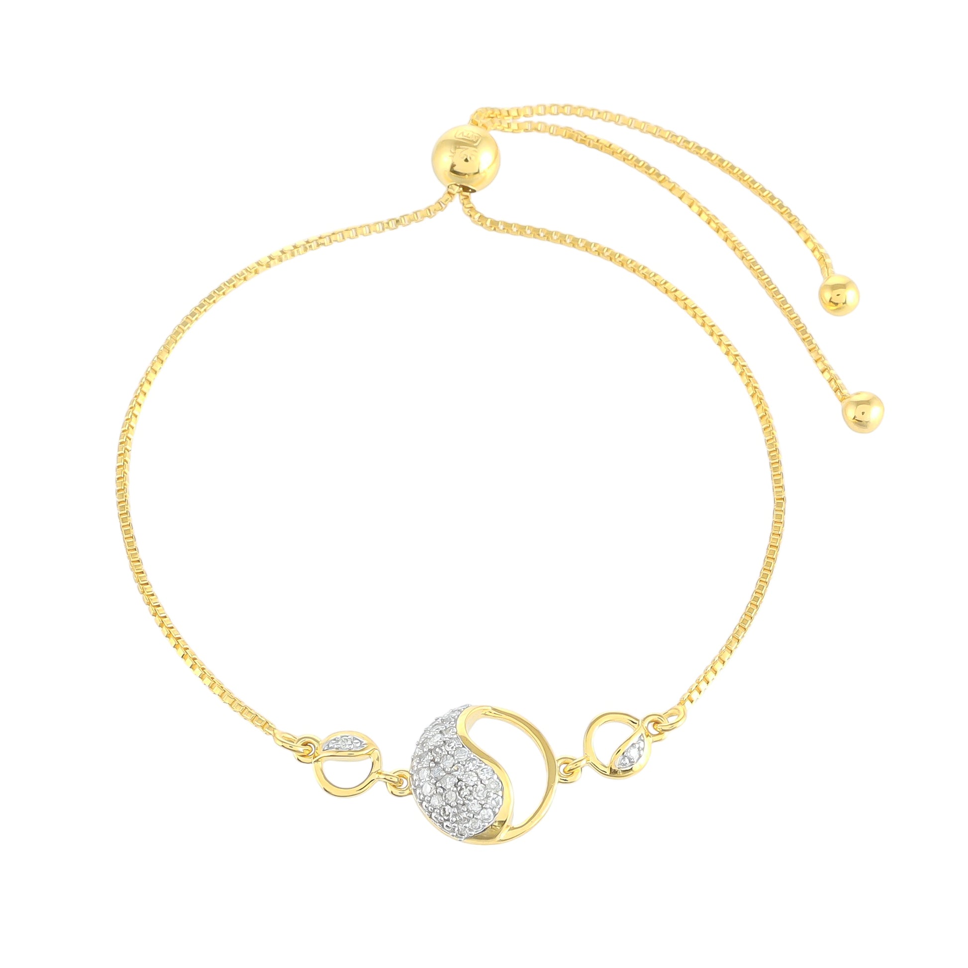 Pulsera de Plata Bañada en Oro con Diamante blanco 2 