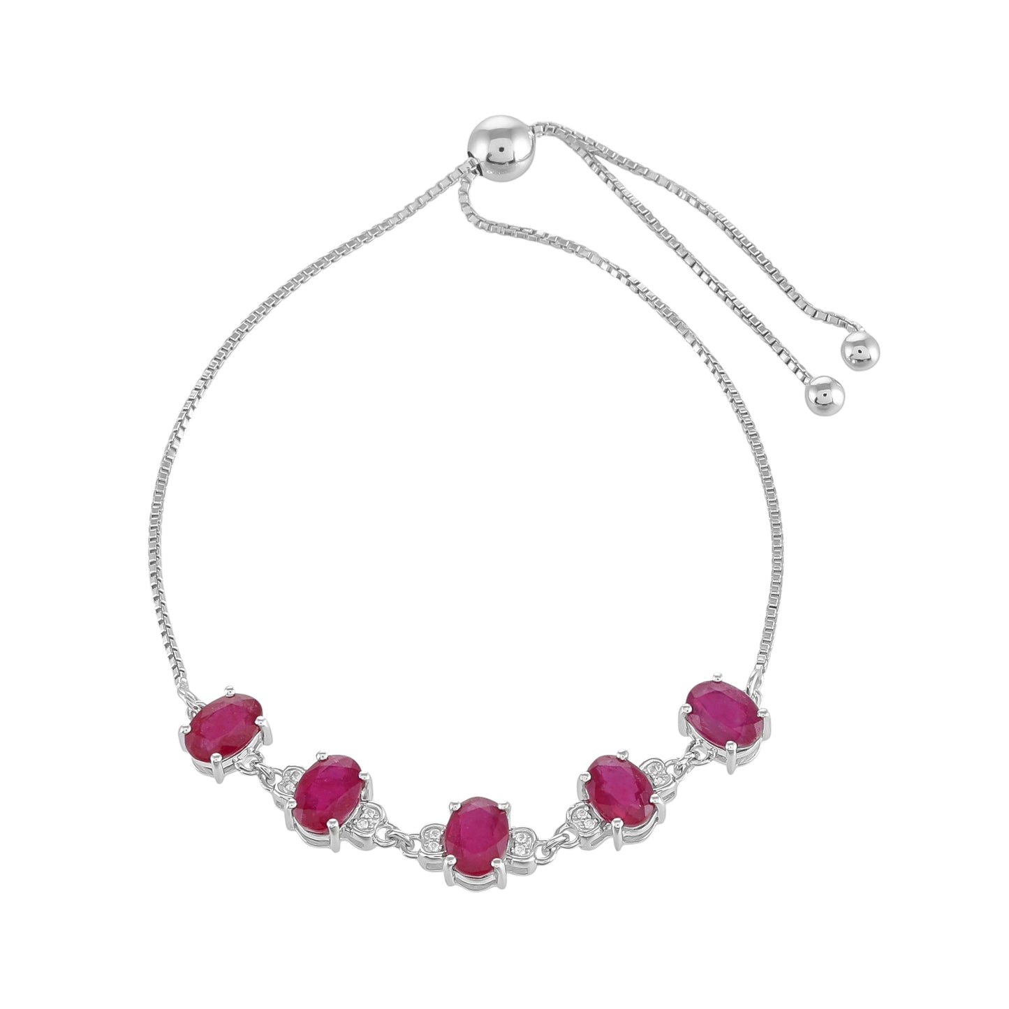 Pulsera de Plata con Rubí de Tailandia y Topacio Blanco