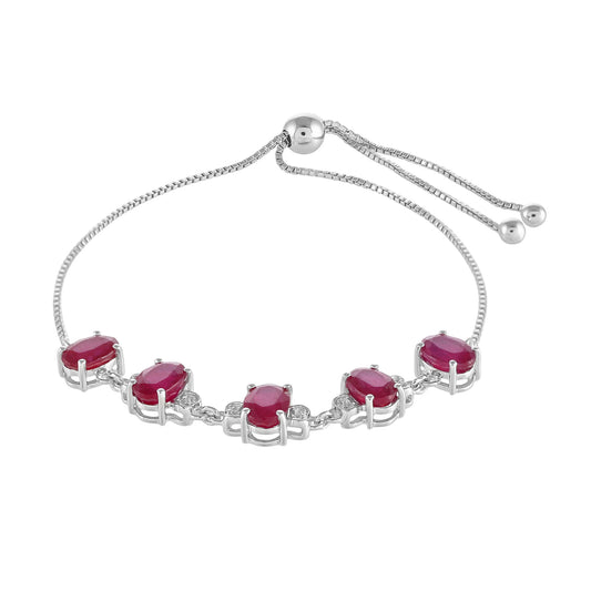 Pulsera de Plata con Rubí de Tailandia y Topacio Blanco