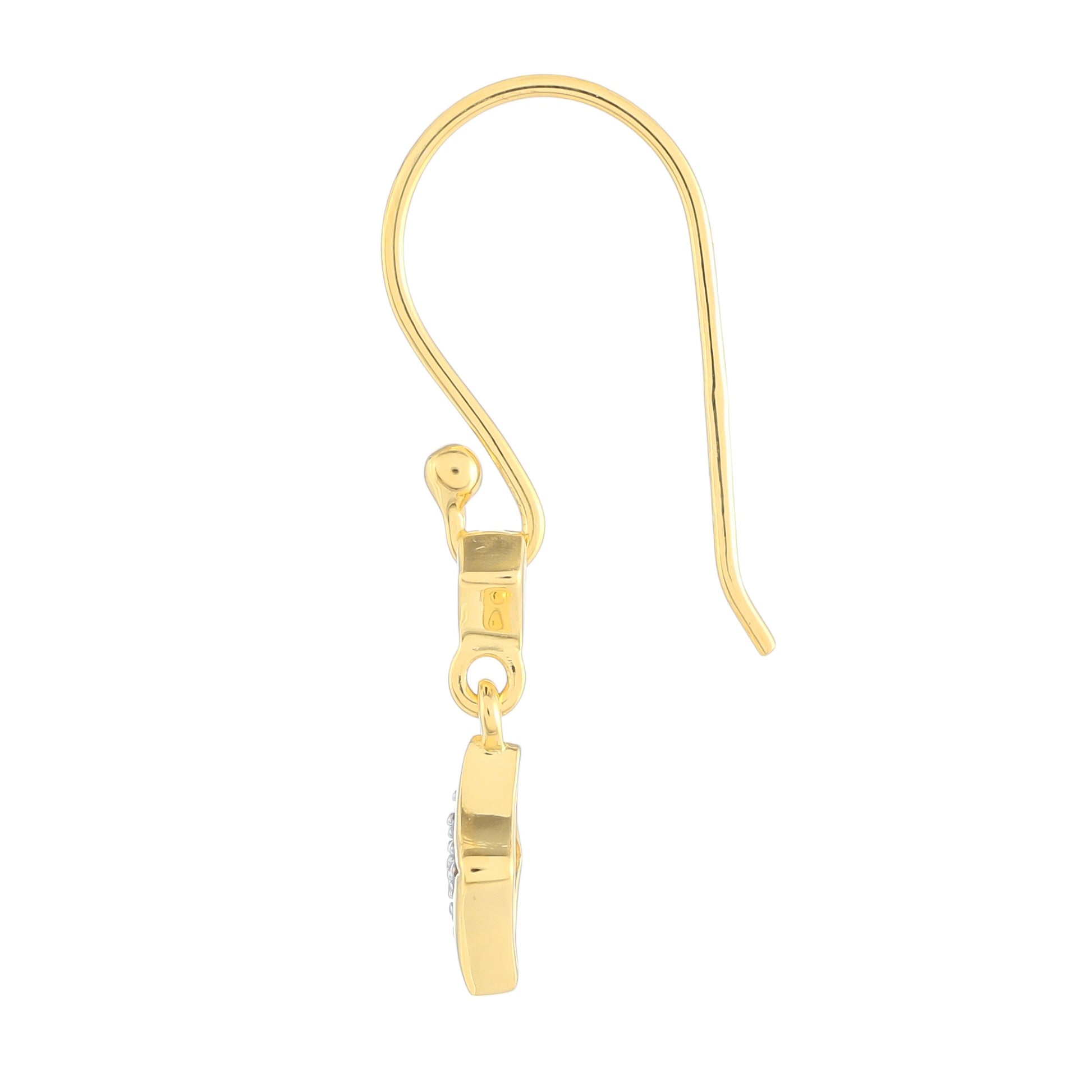 Pendientes de Plata Bañada en Oro con Diamante blanco 2 