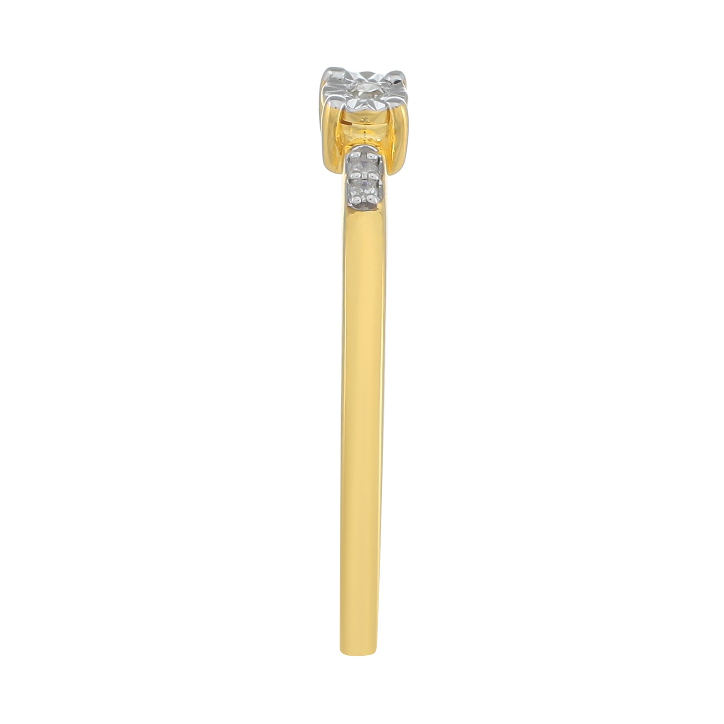 Anillo de Plata Bañada en Oro con Diamante blanco