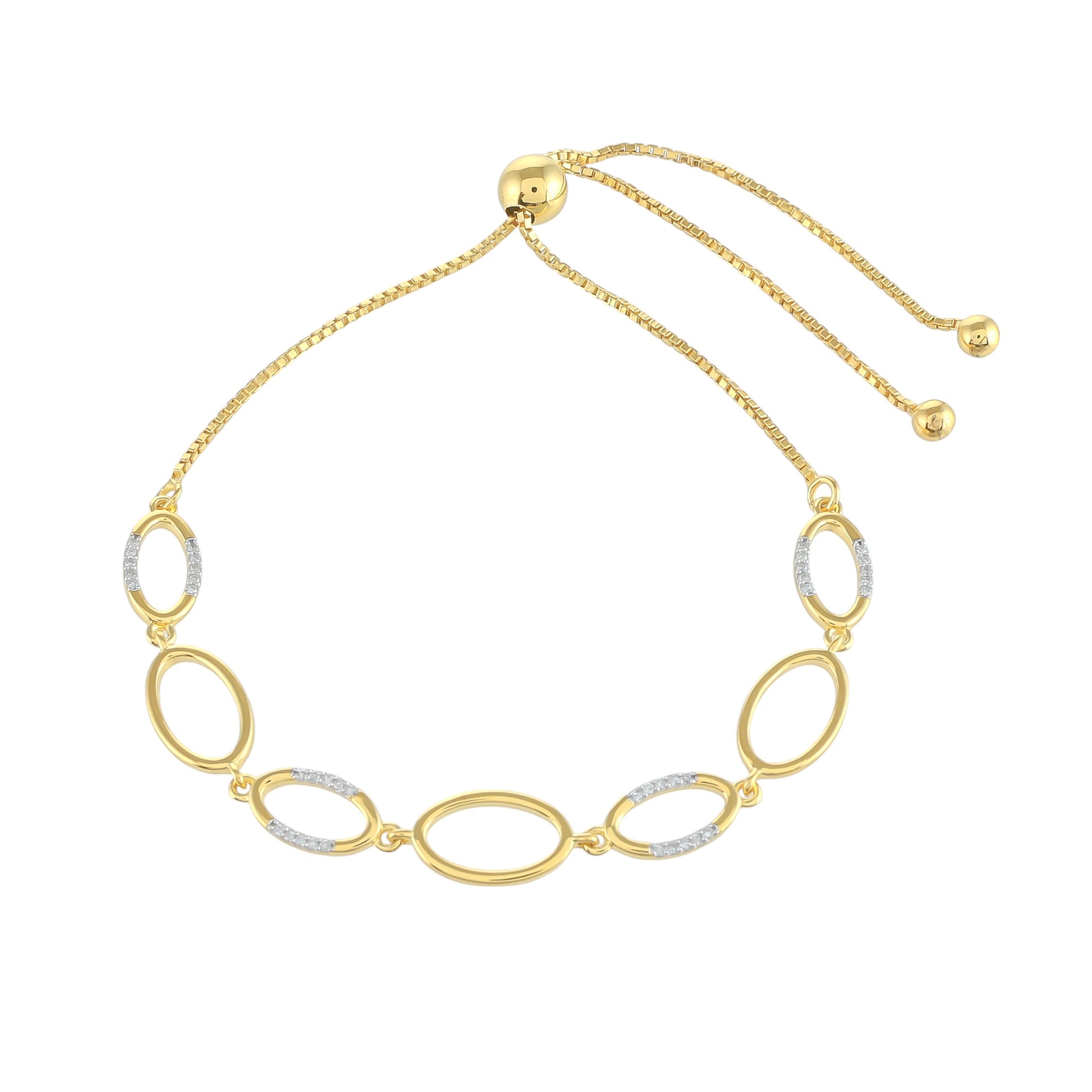 Pulsera de Plata Bañada en Oro con Diamante blanco 1 