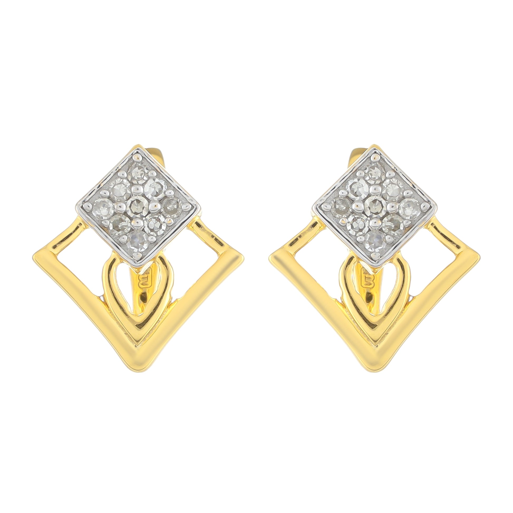 Pendientes de Plata Bañada en Oro con Diamante blanco 1 