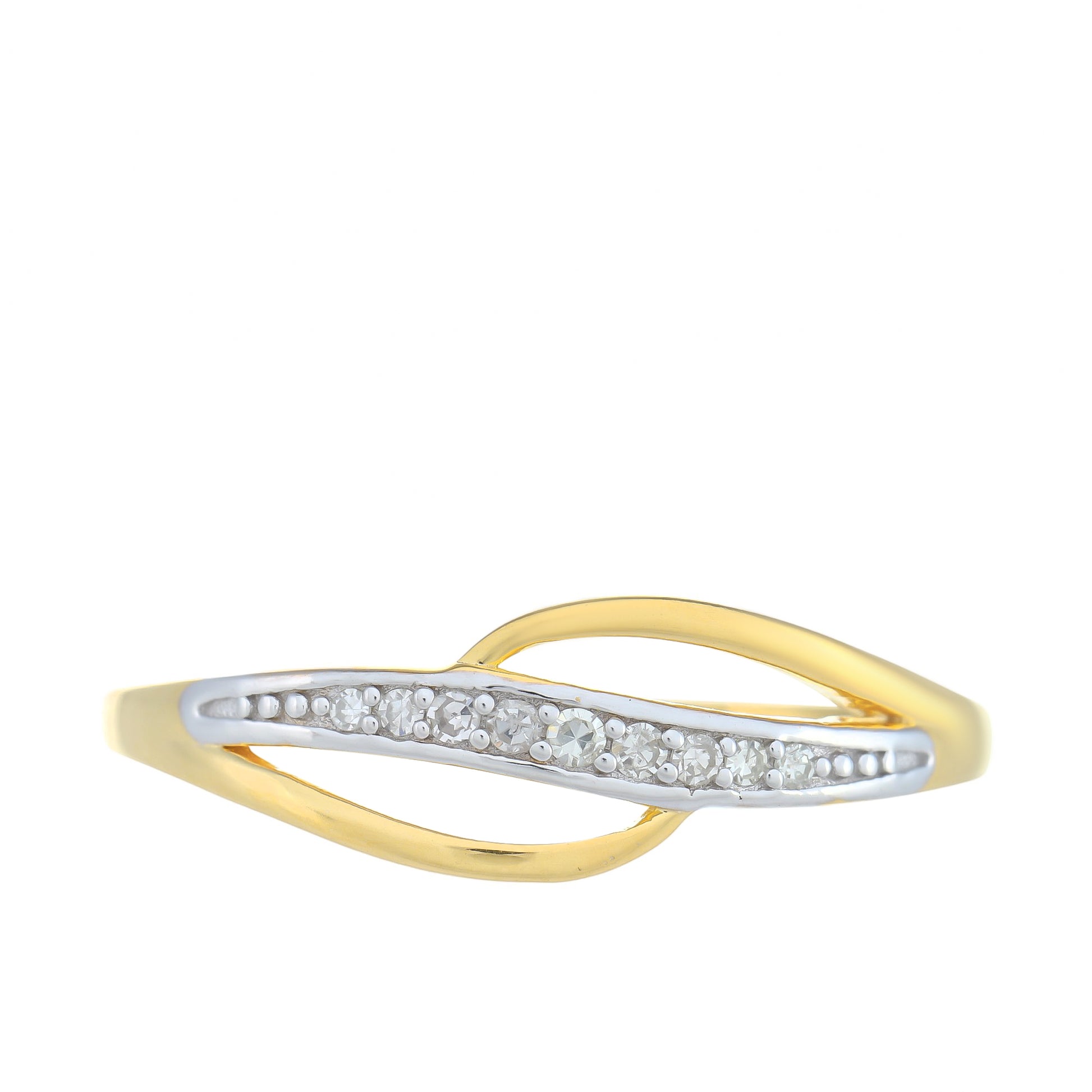 Anillo de Plata Bañada en Oro con Diamante blanco 1 