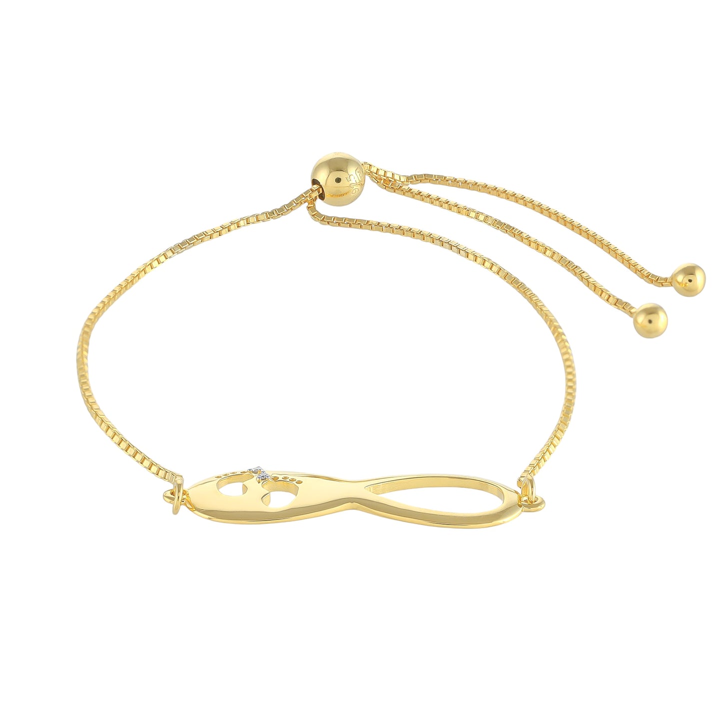 Pulsera de Plata Bañada en Oro con Diamante blanco