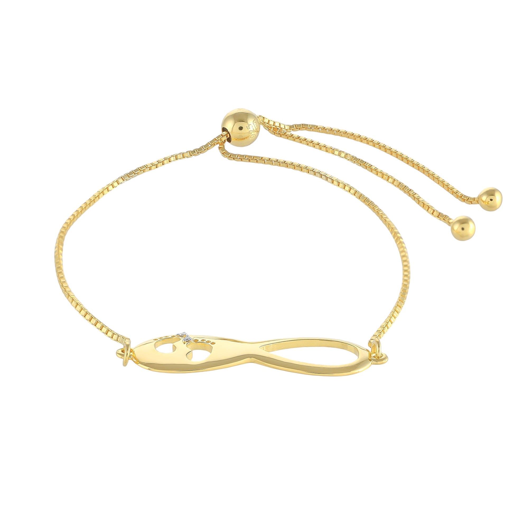 Pulsera de Plata Bañada en Oro con Diamante blanco 2 