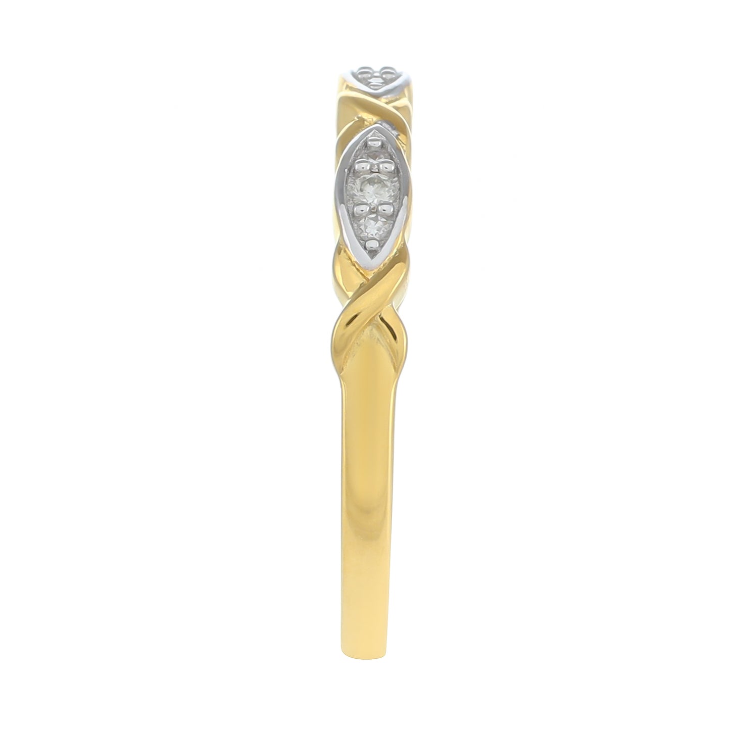 Anillo de Plata Bañada en Oro con Diamante blanco