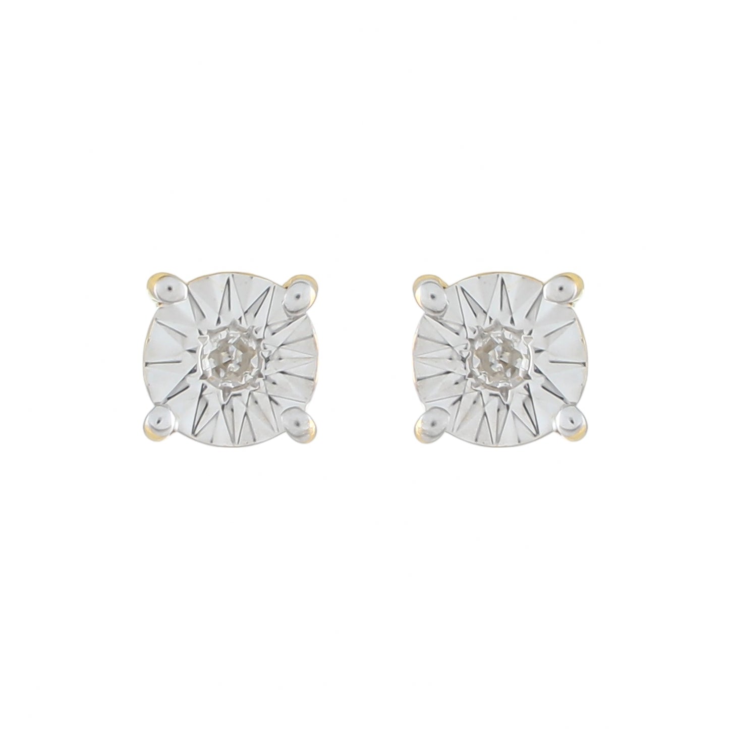 Pendientes de Plata Bañada en Oro con Diamante blanco