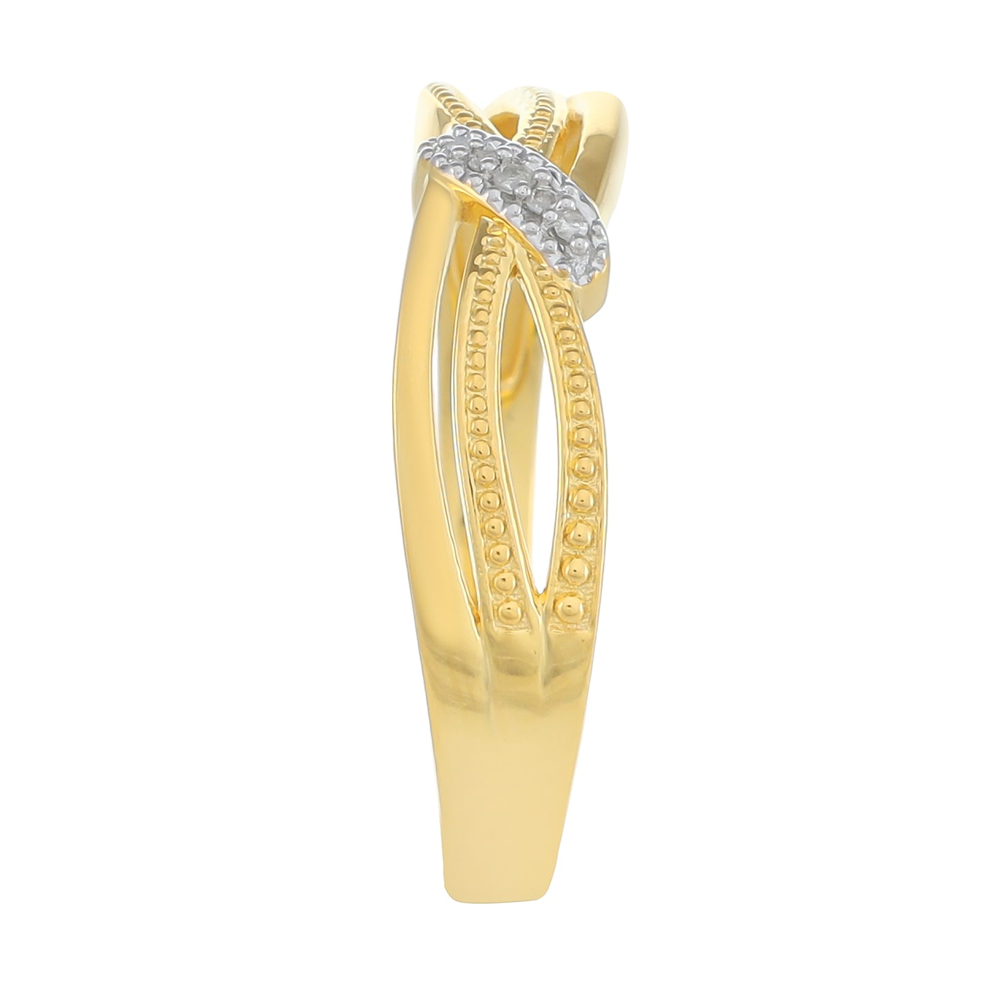 Anillo de Plata Bañada en Oro con Diamante blanco