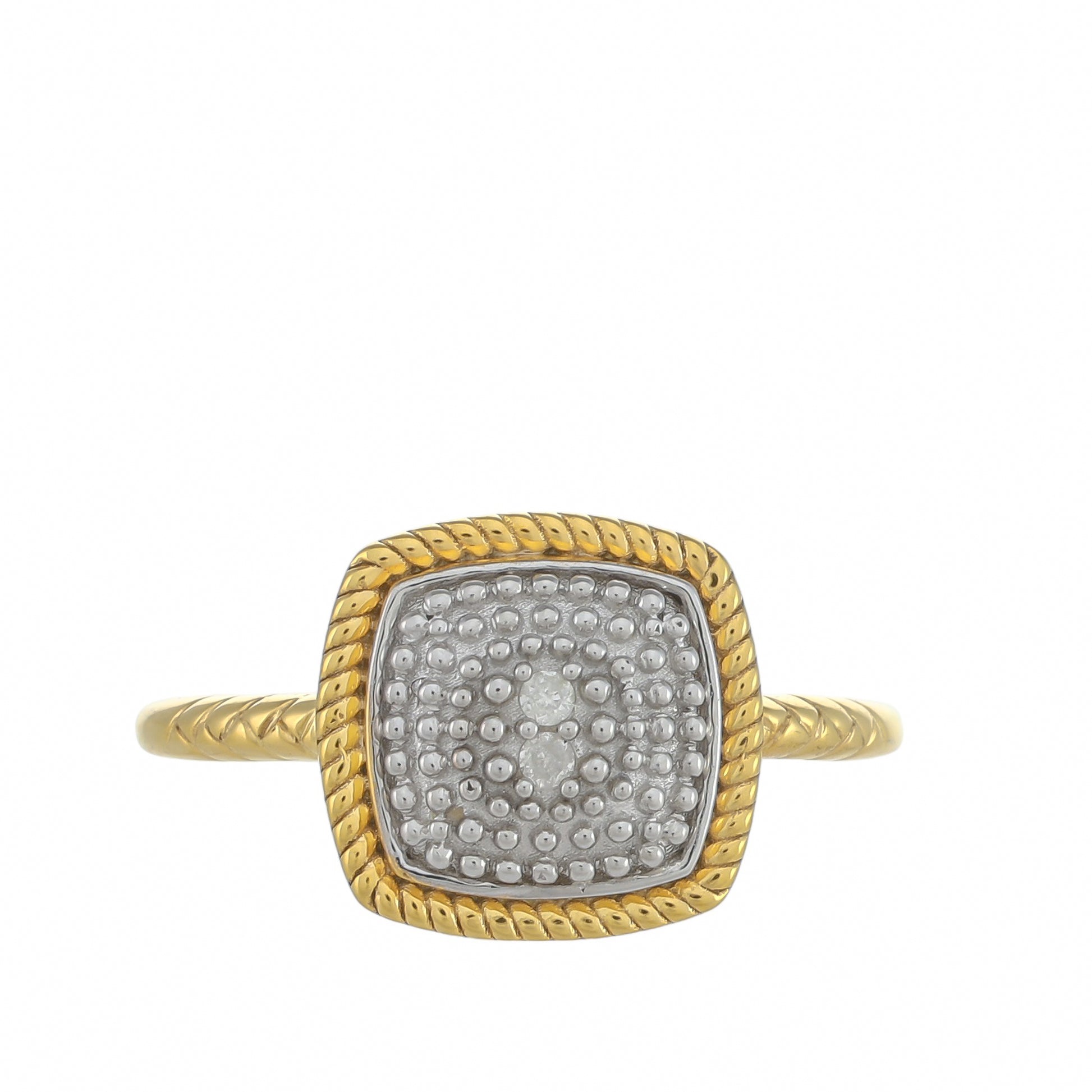Anillo de Plata Bañada en Oro con Diamante blanco 1 