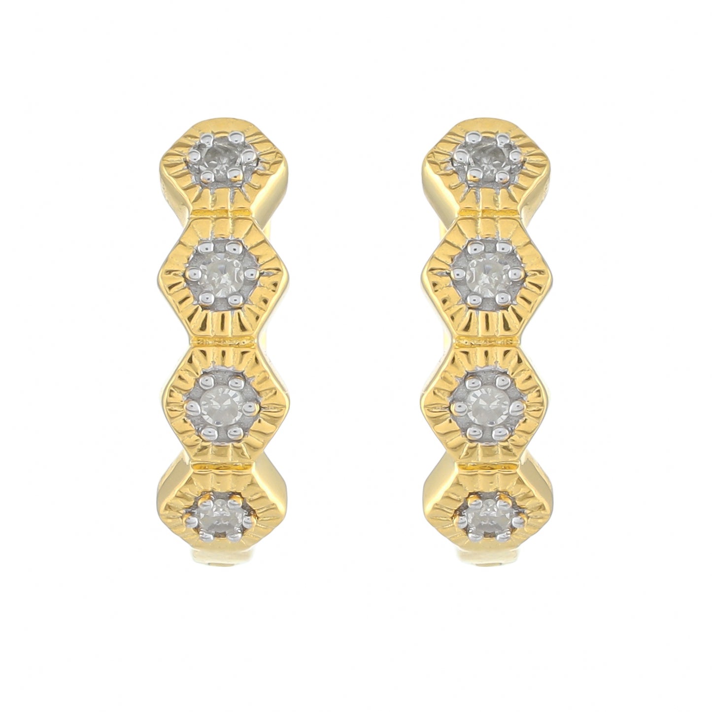 Pendientes de Plata Bañada en Oro con Diamante blanco