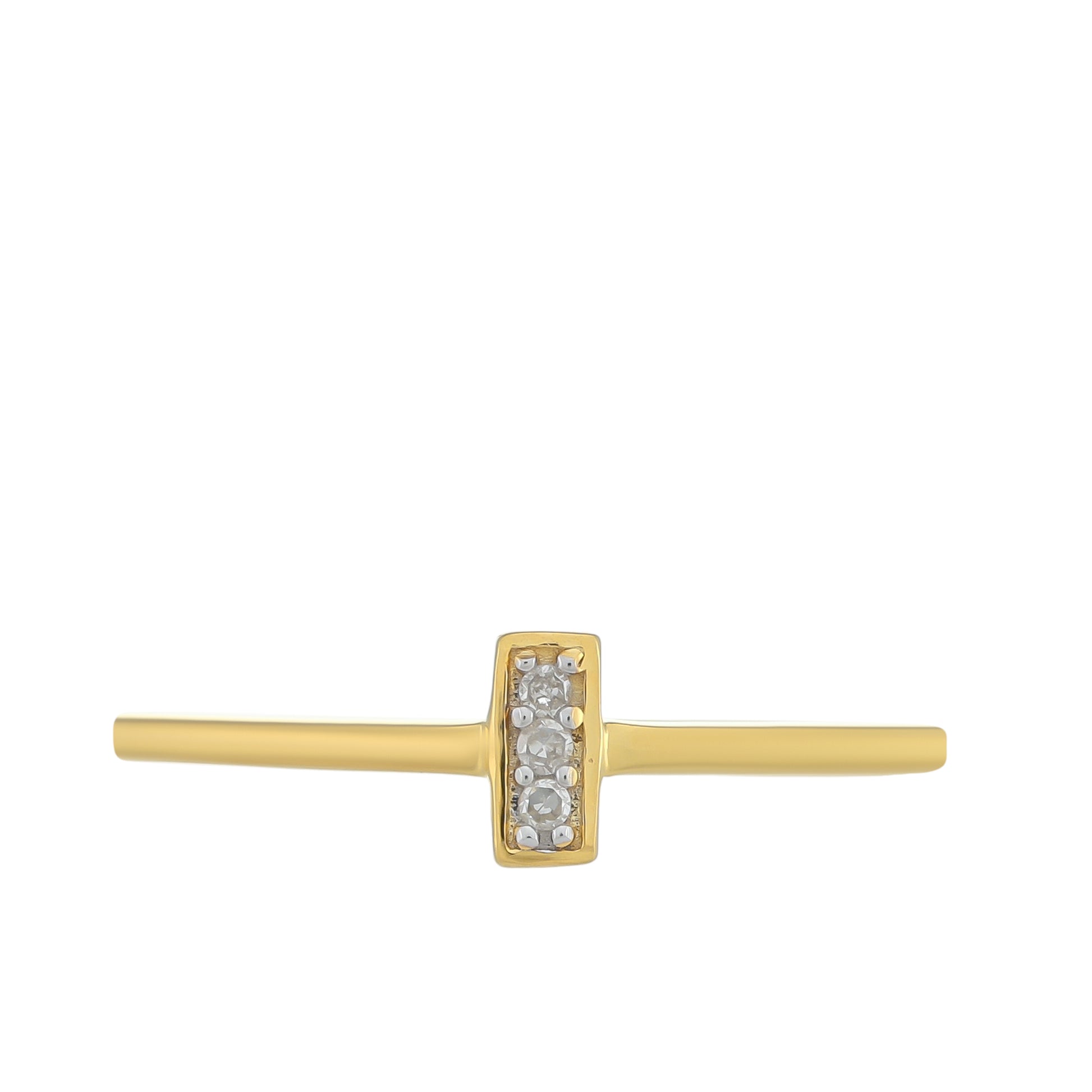 Anillo de Plata Bañada en Oro con Diamante blanco 1 