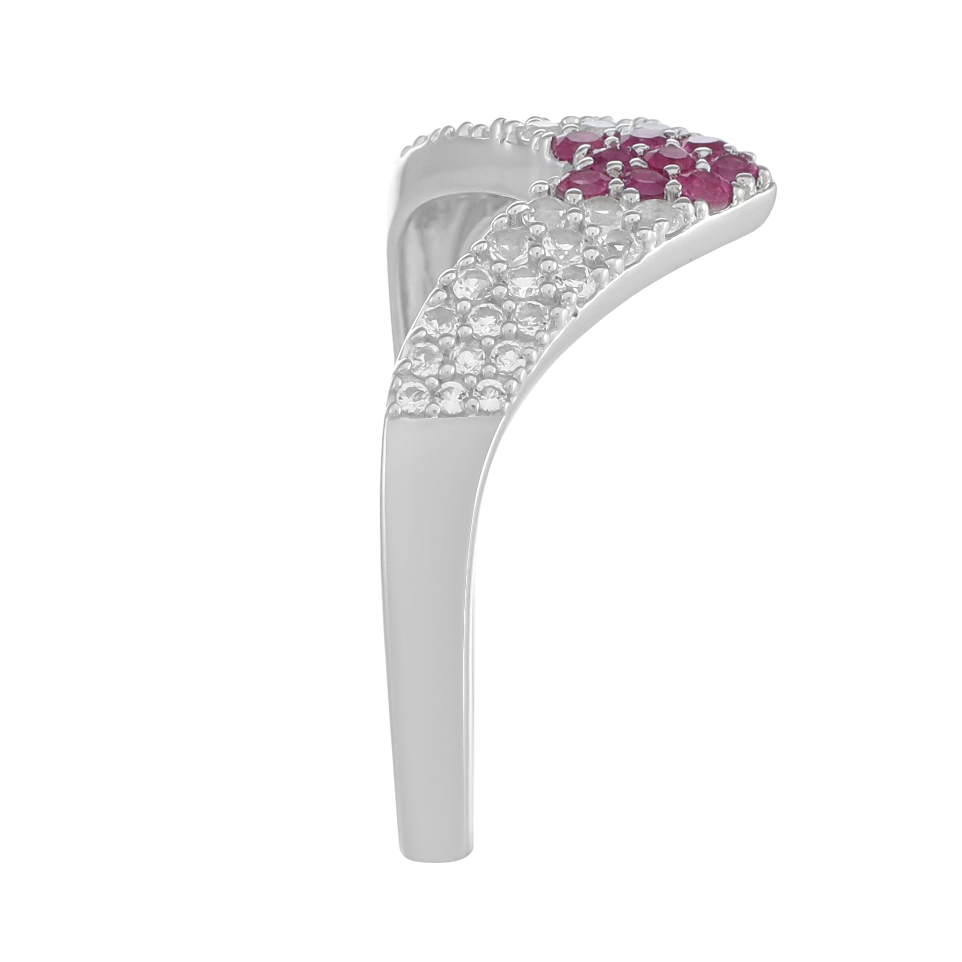 Anillo de Plata con Rubí de Tailandia y Topacio Blanco 3 