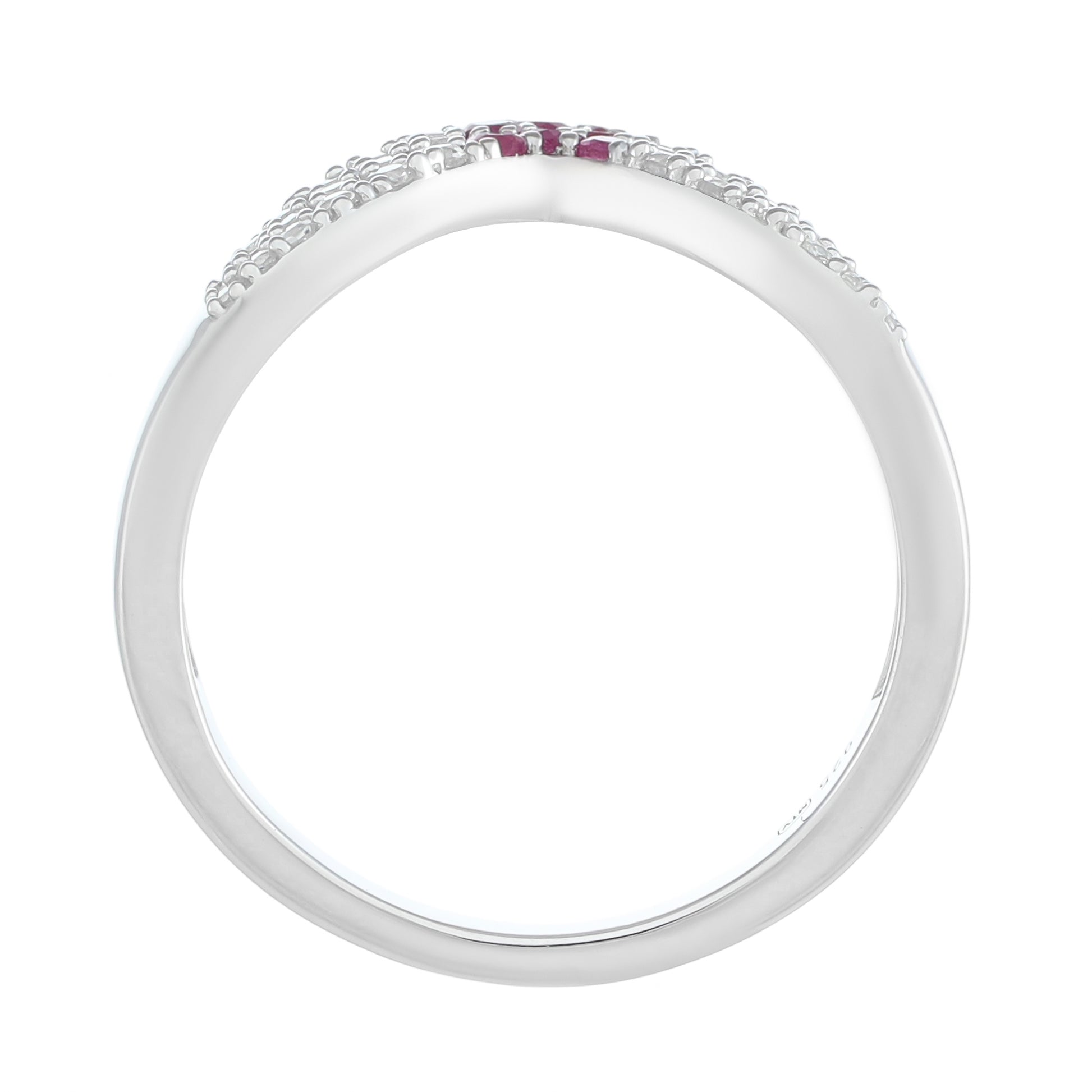 Anillo de Plata con Rubí de Tailandia y Topacio Blanco 4 