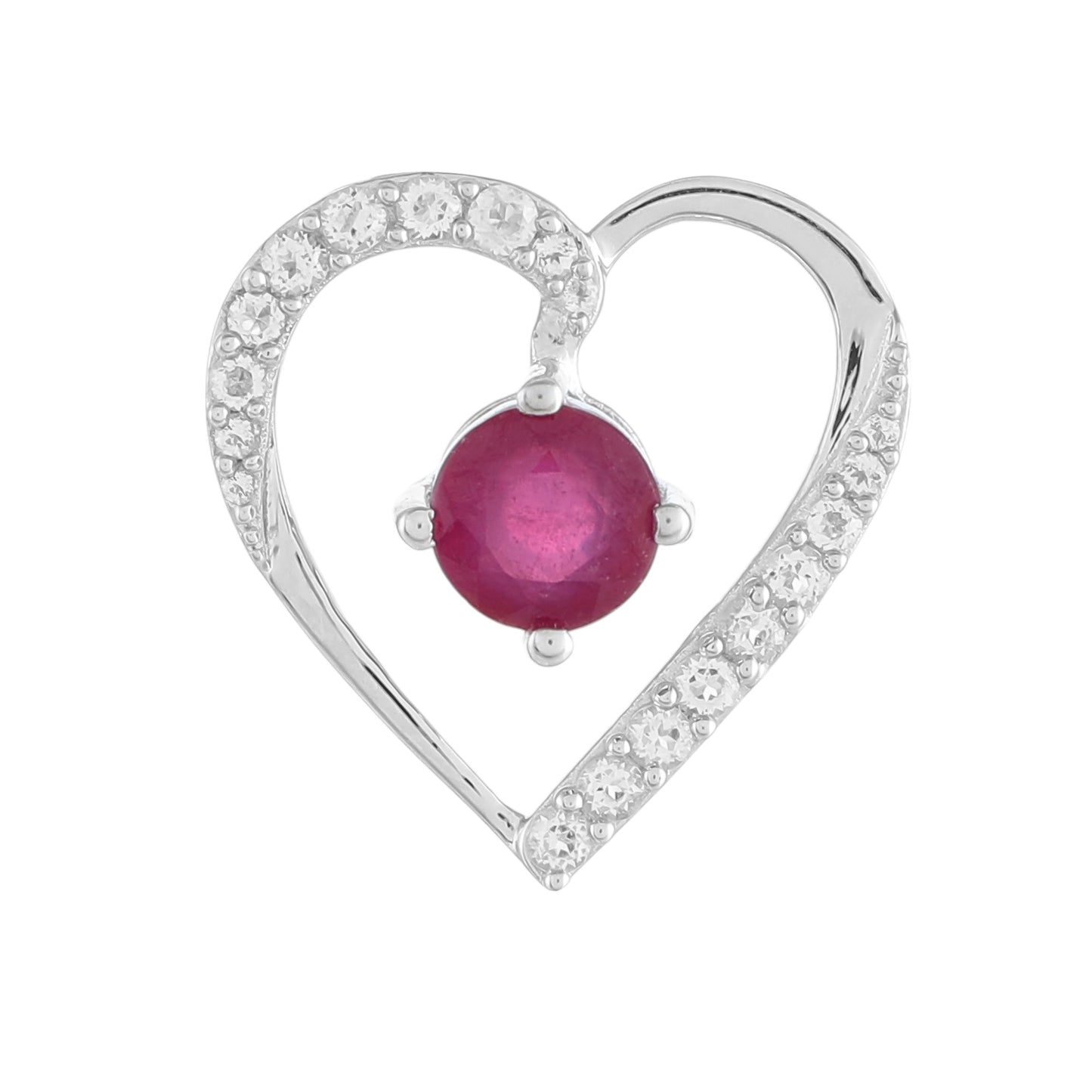 Colgante de Plata con Rubí de Tailandia y Topacio Blanco