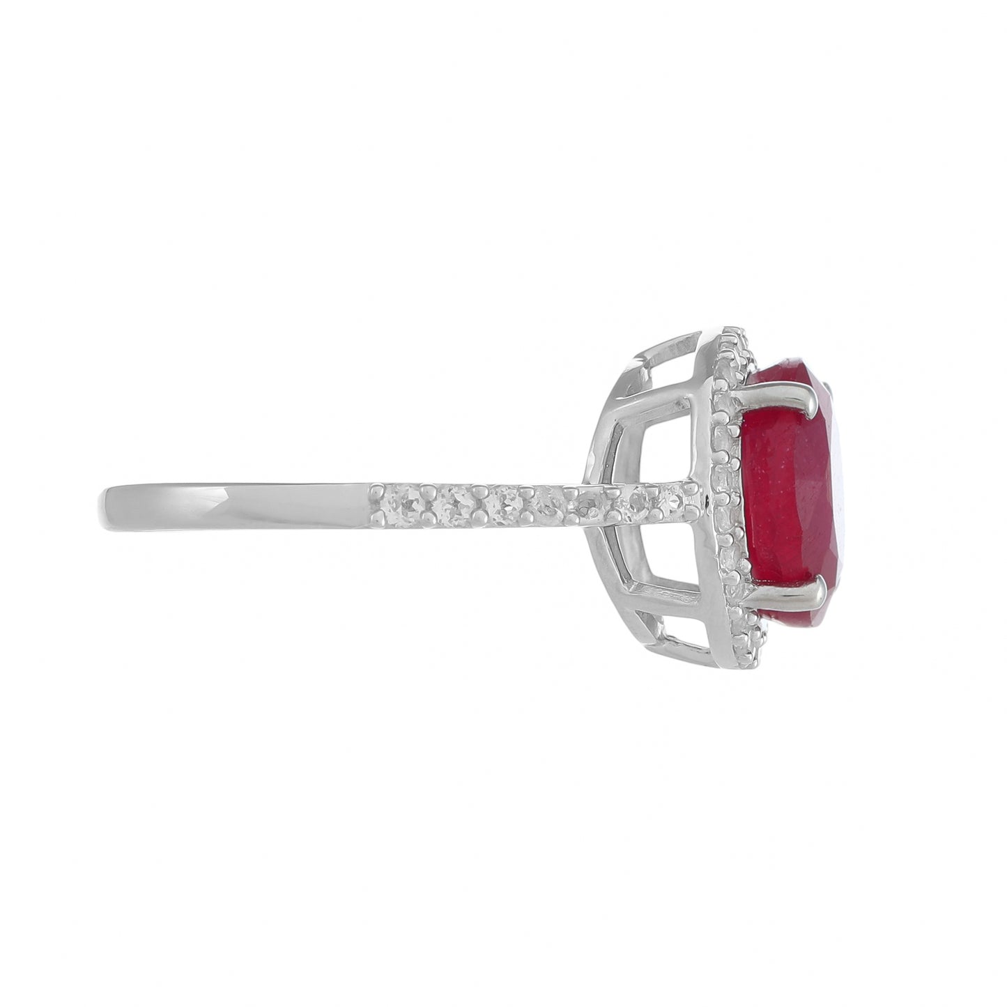 Anillo de Plata con Rubí de Tailandia y Topacio Blanco