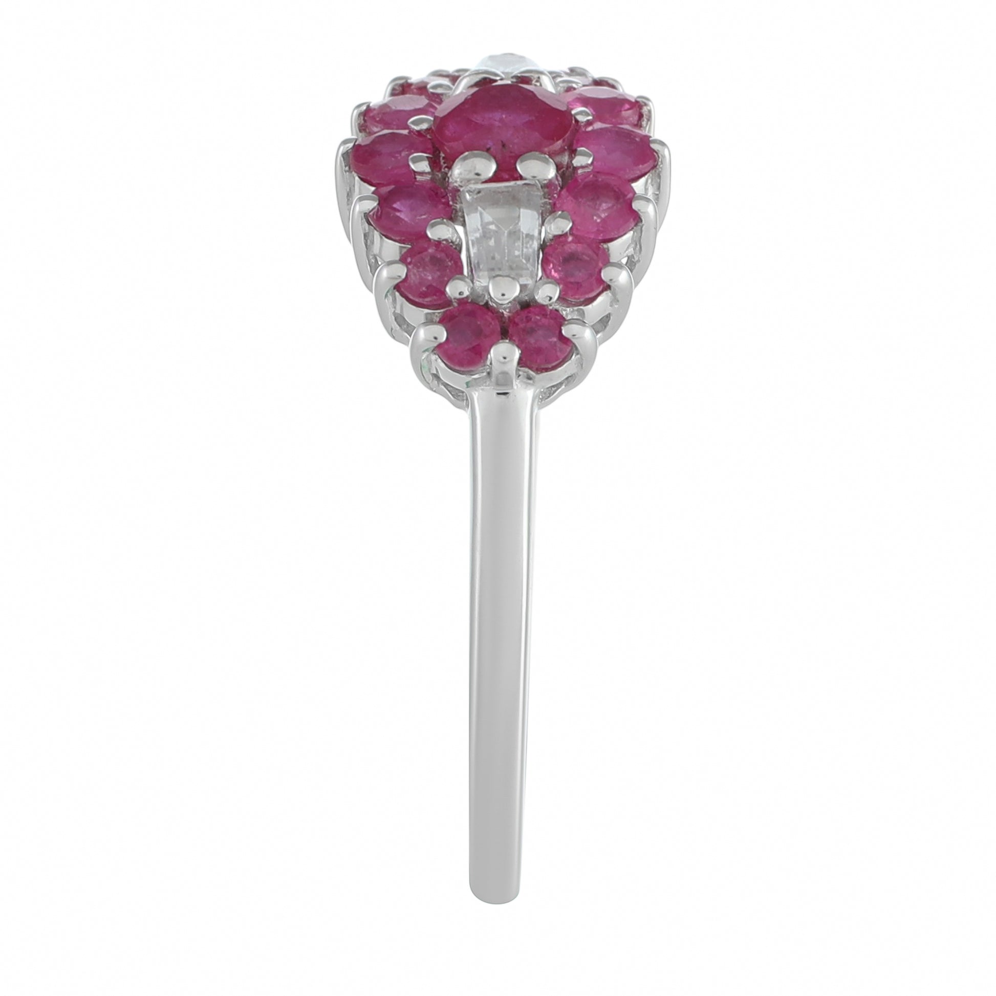 Anillo de Plata con Rubí de Tailandia y Topacio Blanco 3 