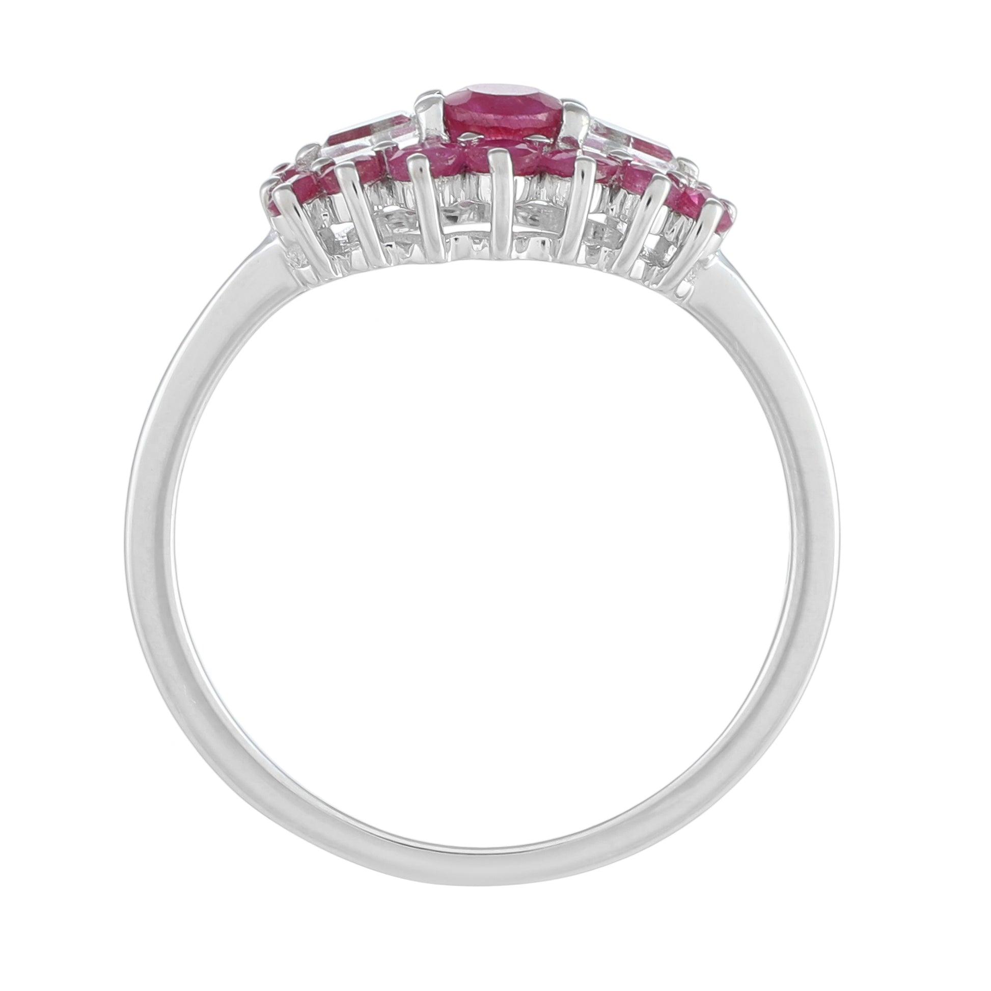 Anillo de Plata con Rubí de Tailandia y Topacio Blanco 4 