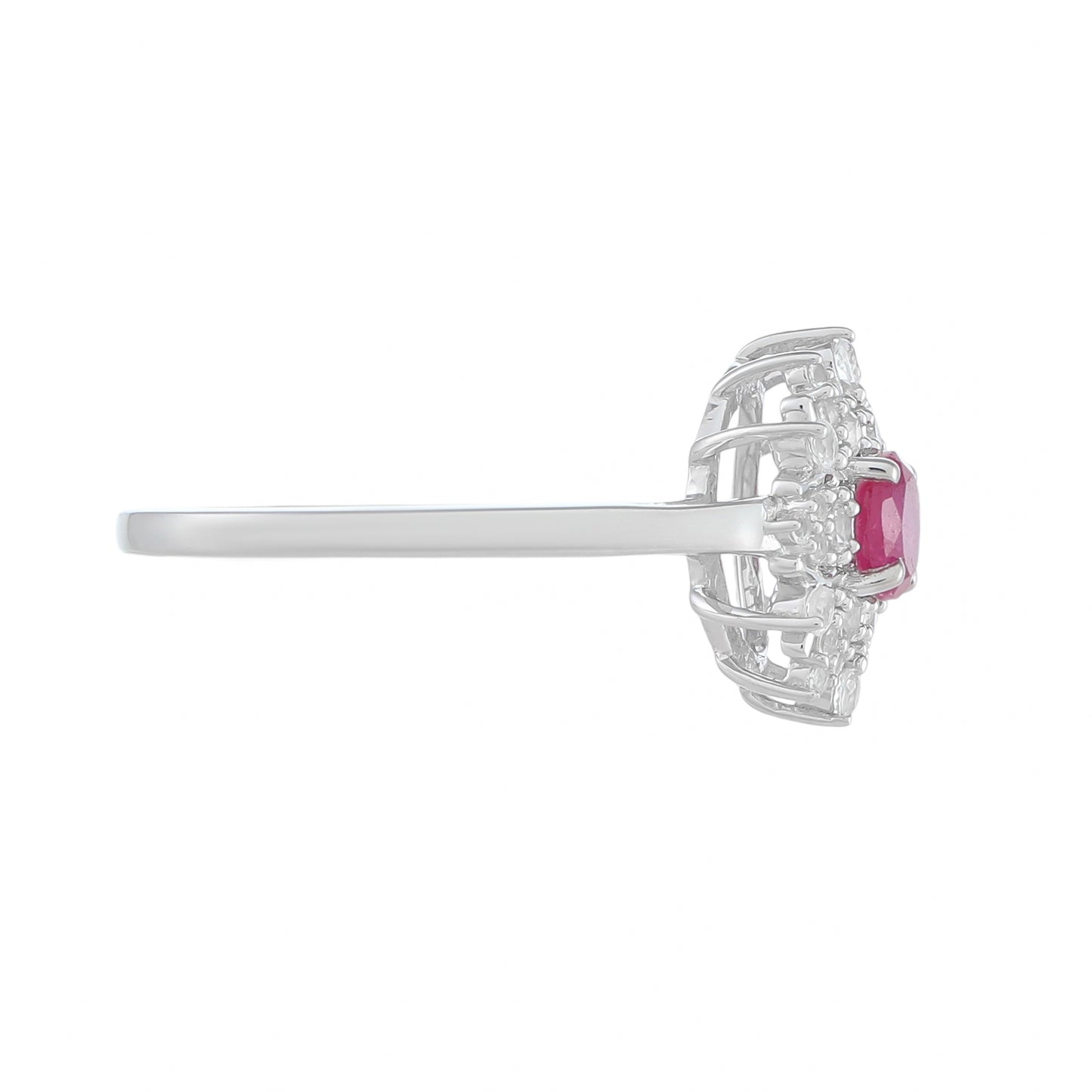 Anillo de Plata con Rubí de Tailandia y Topacio Blanco