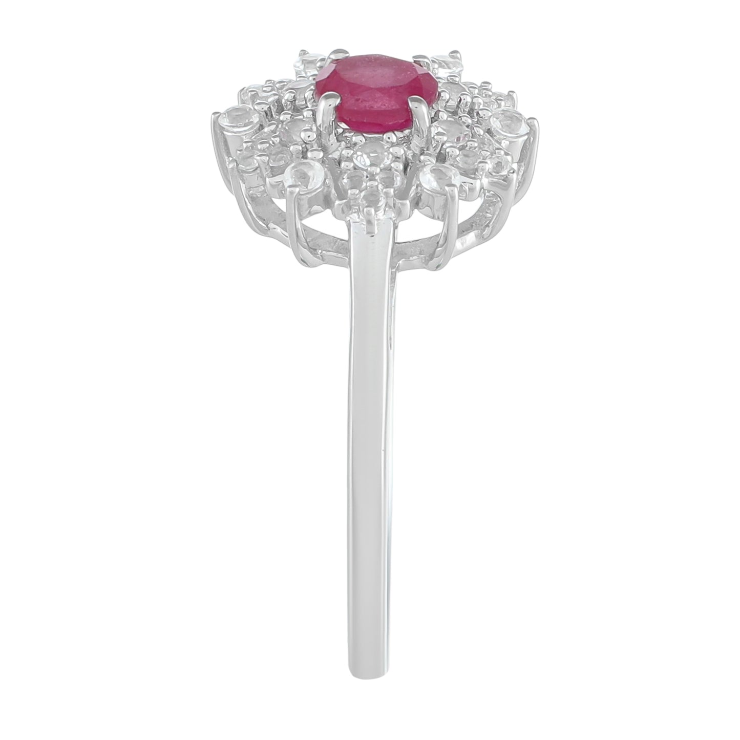 Anillo de Plata con Rubí de Tailandia y Topacio Blanco
