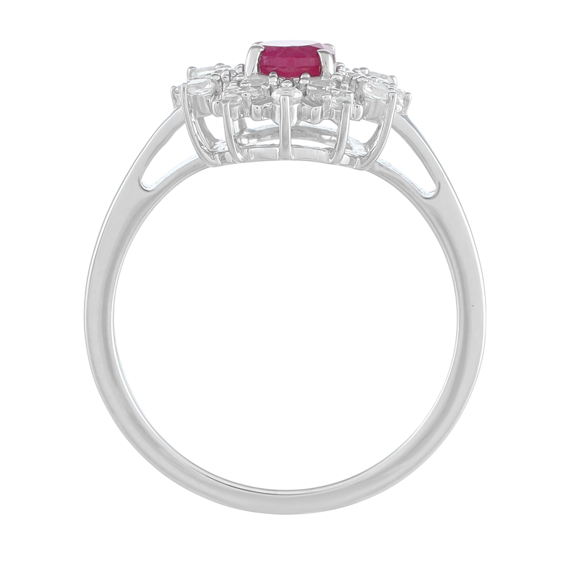 Anillo de Plata con Rubí de Tailandia y Topacio Blanco 4 