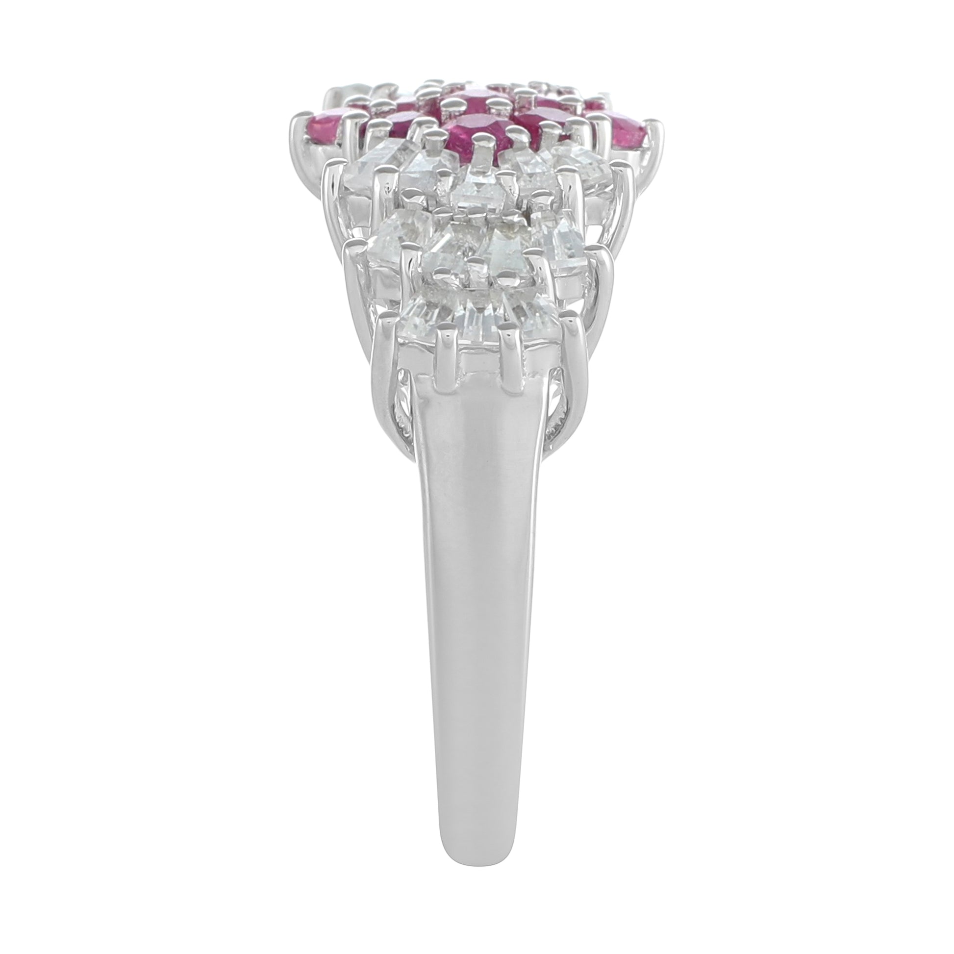 Anillo de Plata con Rubí de Tailandia y Topacio Blanco 3 