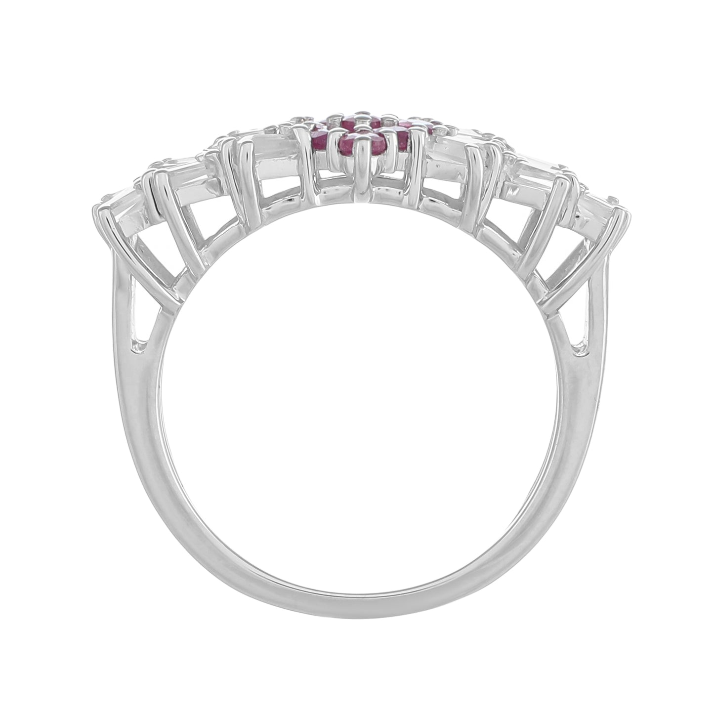 Anillo de Plata con Rubí de Tailandia y Topacio Blanco