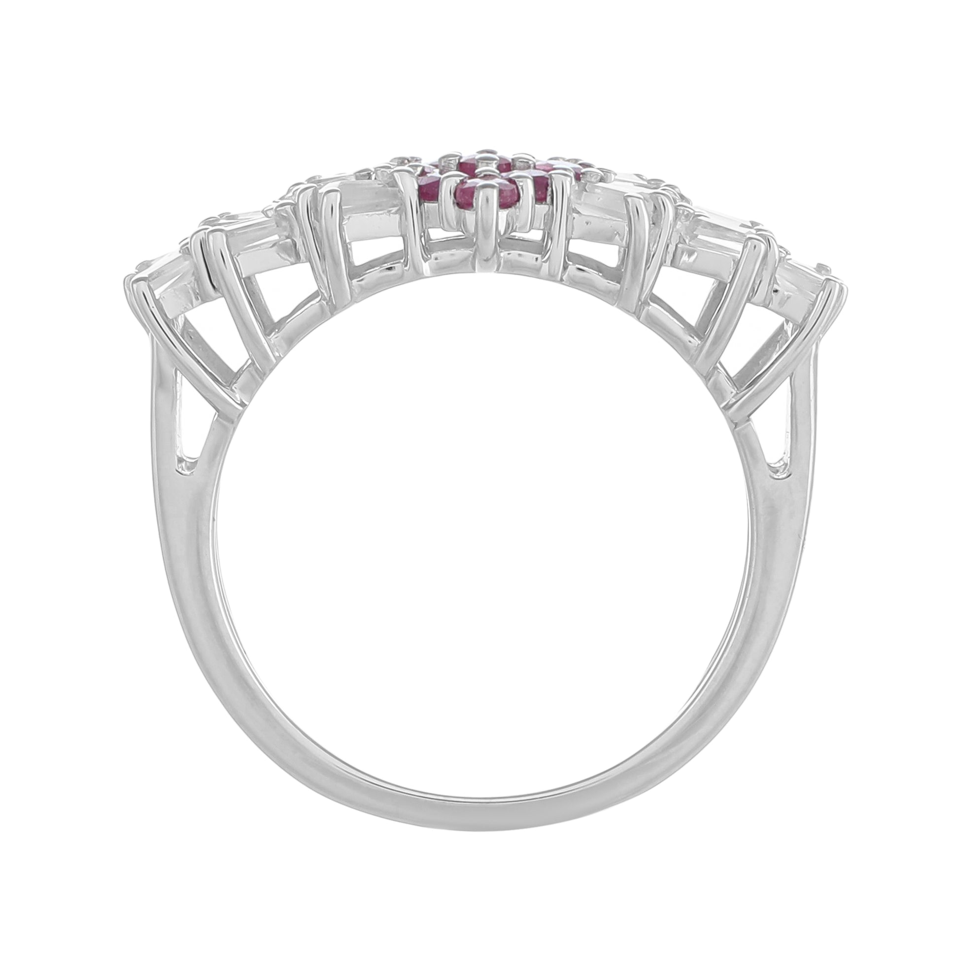 Anillo de Plata con Rubí de Tailandia y Topacio Blanco 4 