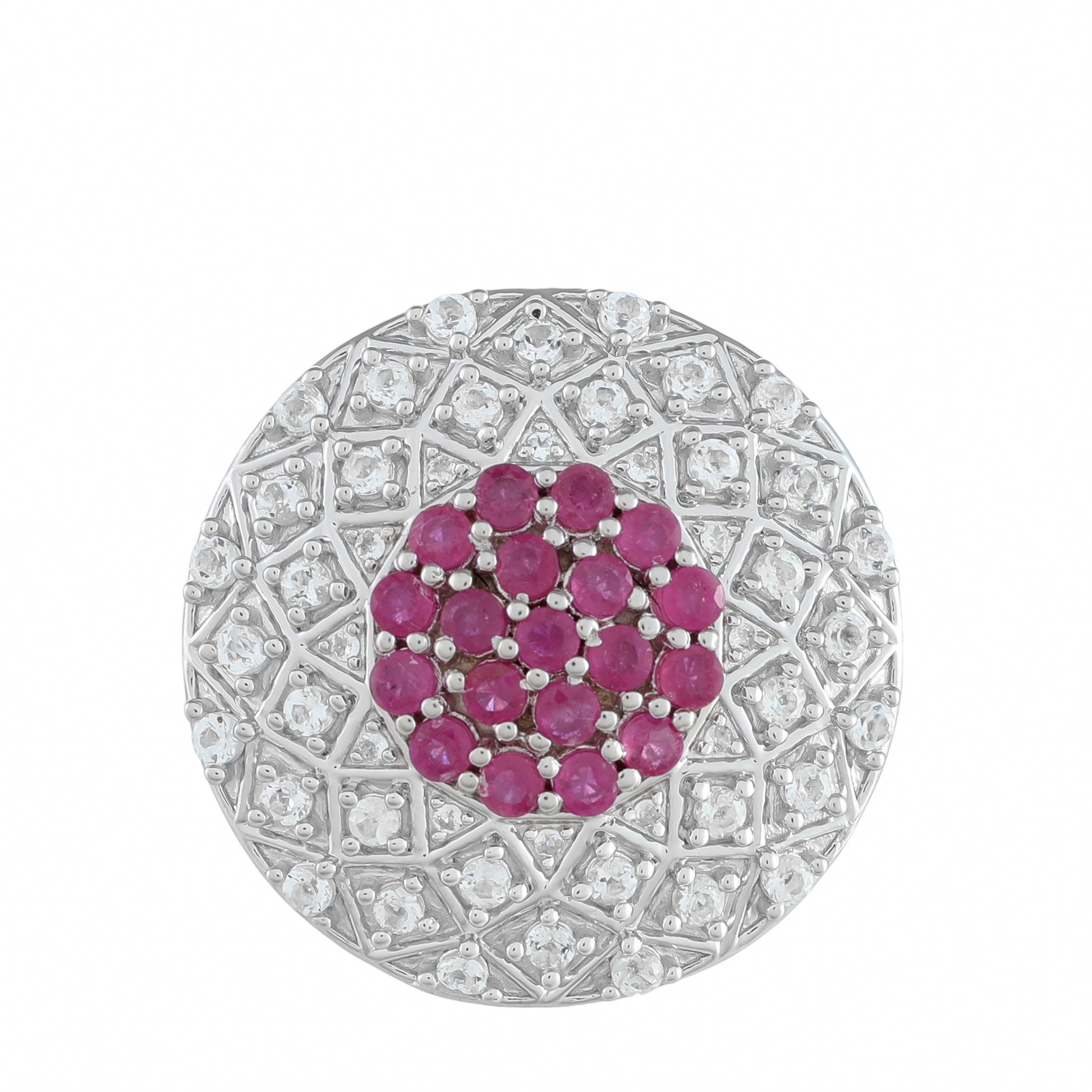 Anillo de Plata con Rubí de Tailandia y Topacio Blanco 1 