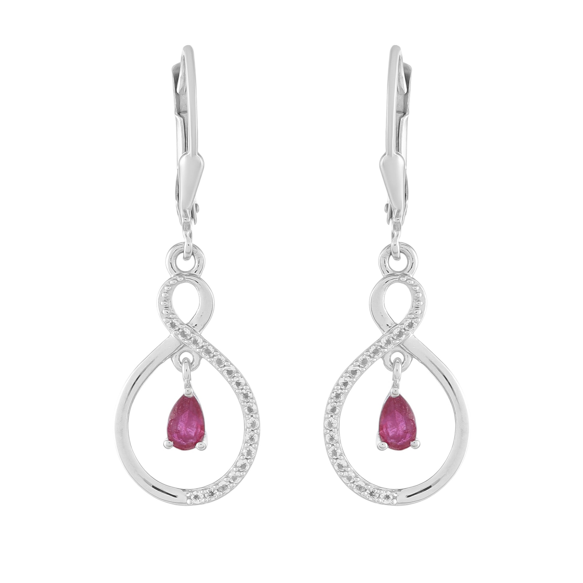 Pendientes de Plata con Rubí de Tailandia y Topacio Blanco 1 