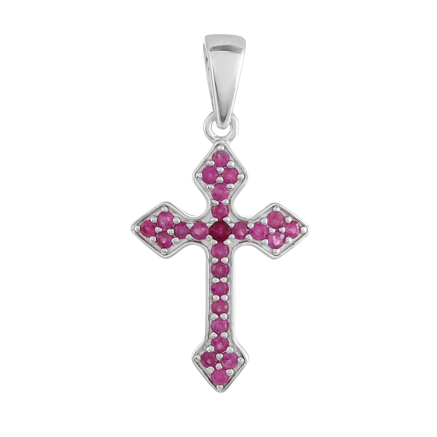 Cruz Colgante de Plata con Rubí de Tailandia