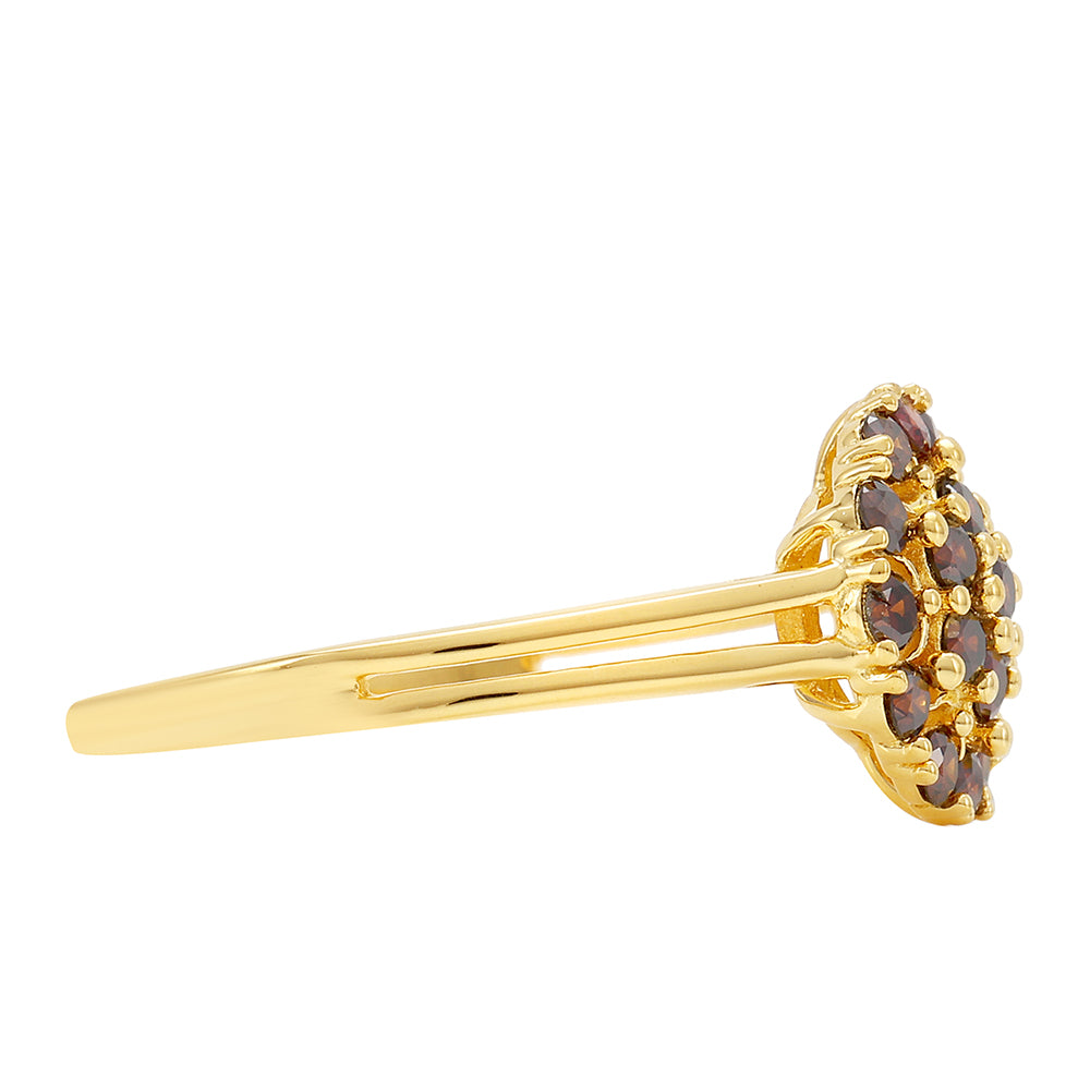Anillo de Plata Bañada en Oro con Diamante Rojo 2 