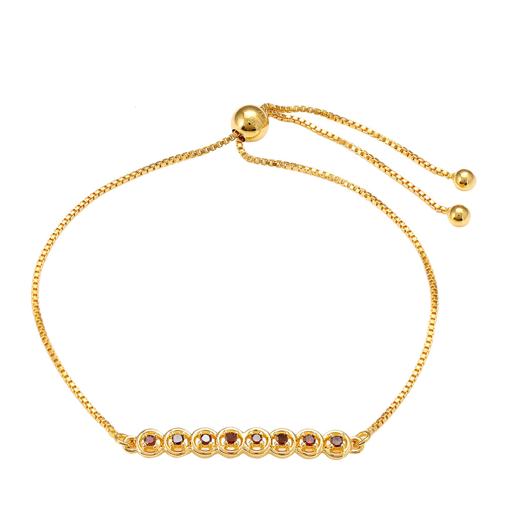 Pulsera de Plata Bañada en Oro con Diamante Rojo 1 