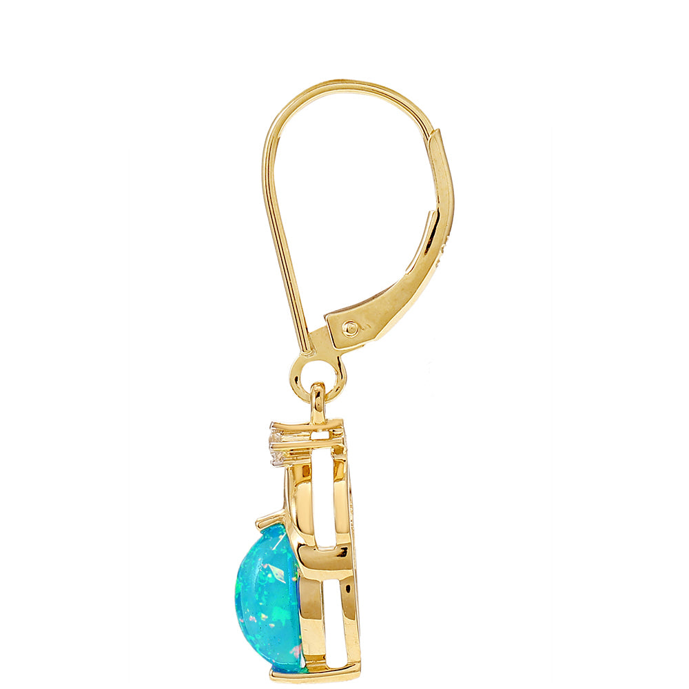 Pendientes de Oro 9K con Ópalo Azul Paraiba de Etiopía y Topacio Blanco 2 