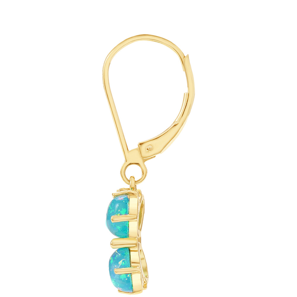 Pendientes de Oro 9K con Ópalo Azul Paraiba de Etiopía y Topacio Blanco 2 