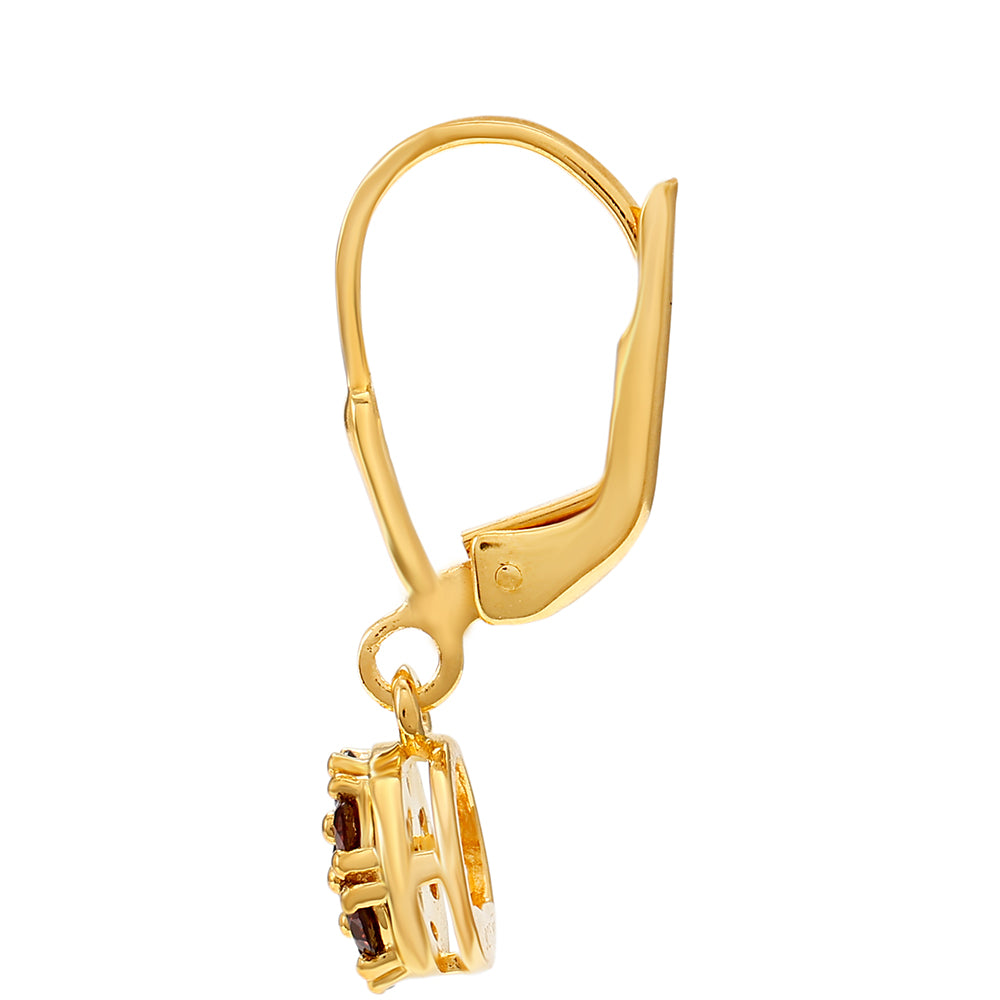 Pendientes de Plata Bañada en Oro con Diamante Rojo 2 