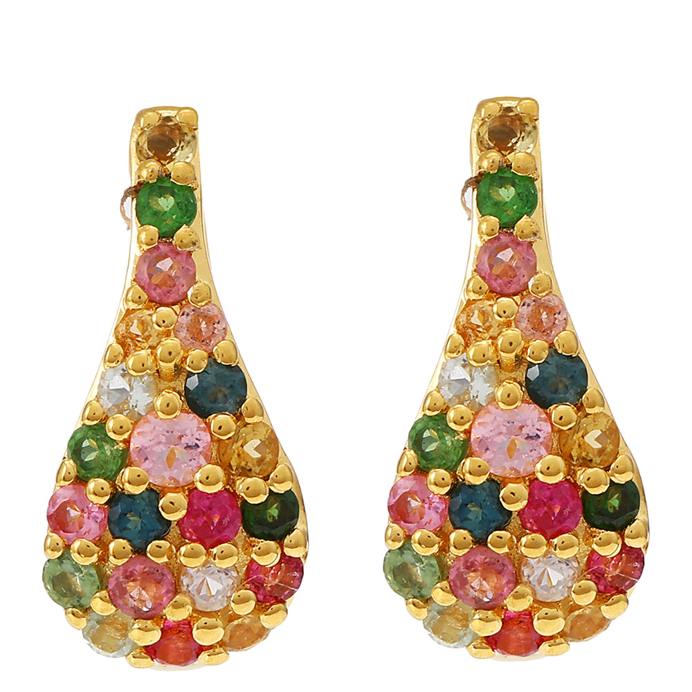 Pendientes de Plata Bañada en Oro con Turmalina Arco Iris Pelmadulla 1 