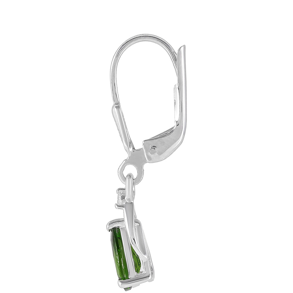 Pendientes de Plata con Diópsido de Cromo y Topacio Blanco 2 
