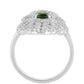 Anillo de Plata con Diópsido de Cromo y Topacio Blanco
