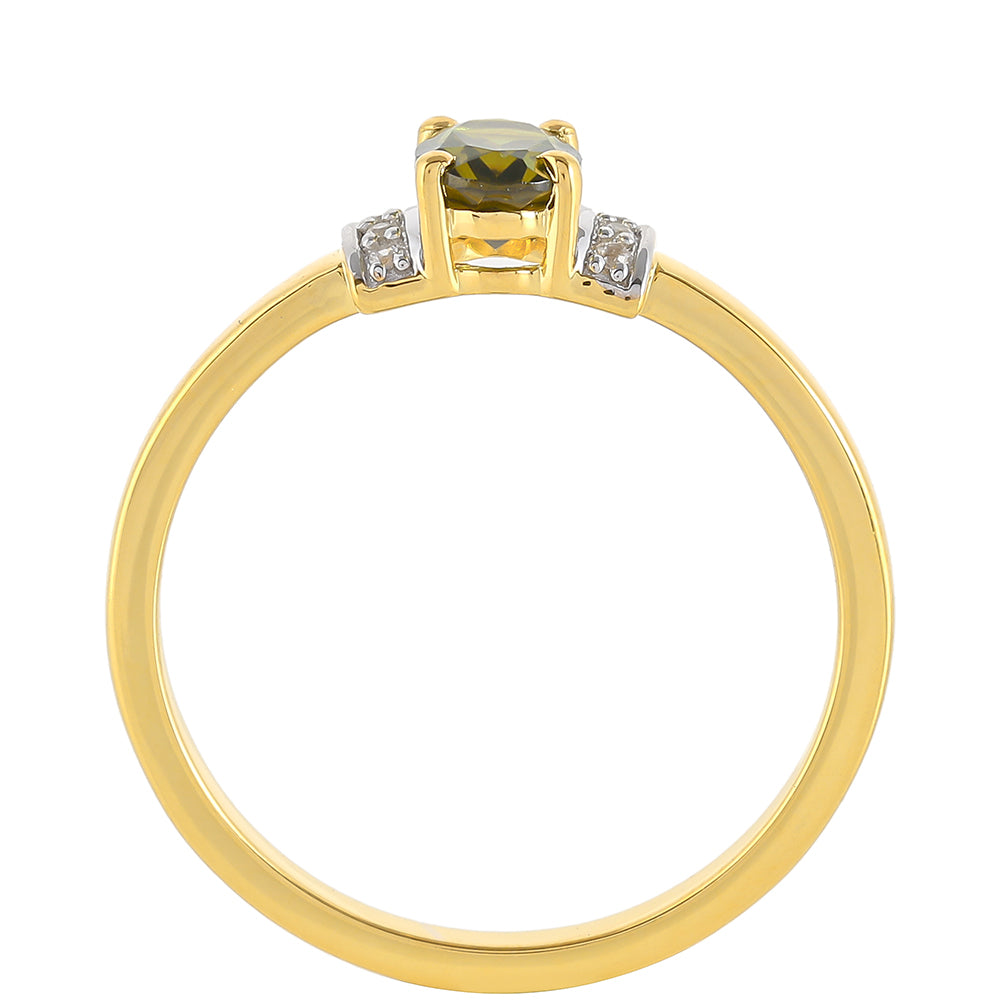 Anillo de Plata Bañada en Oro con Turmalina Verde y Zircón natural 4 